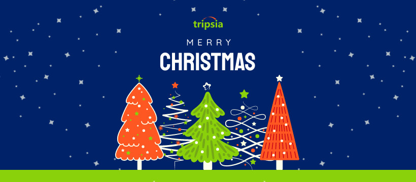 Merry Christmas Pine Tree Celebration Facebook Cover 820x360