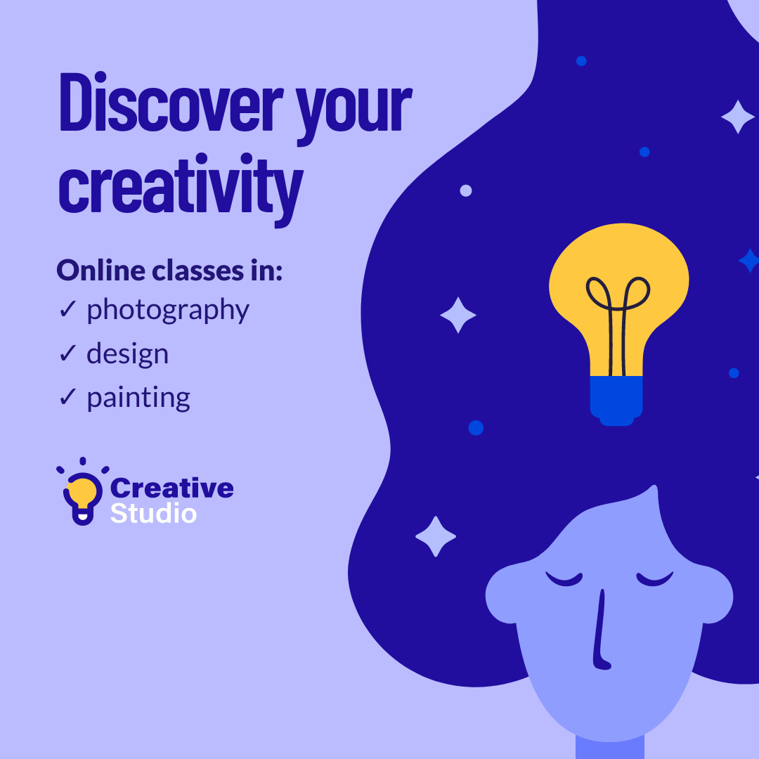 Discover Your Creativity Online Classes 1080x1080 template preview