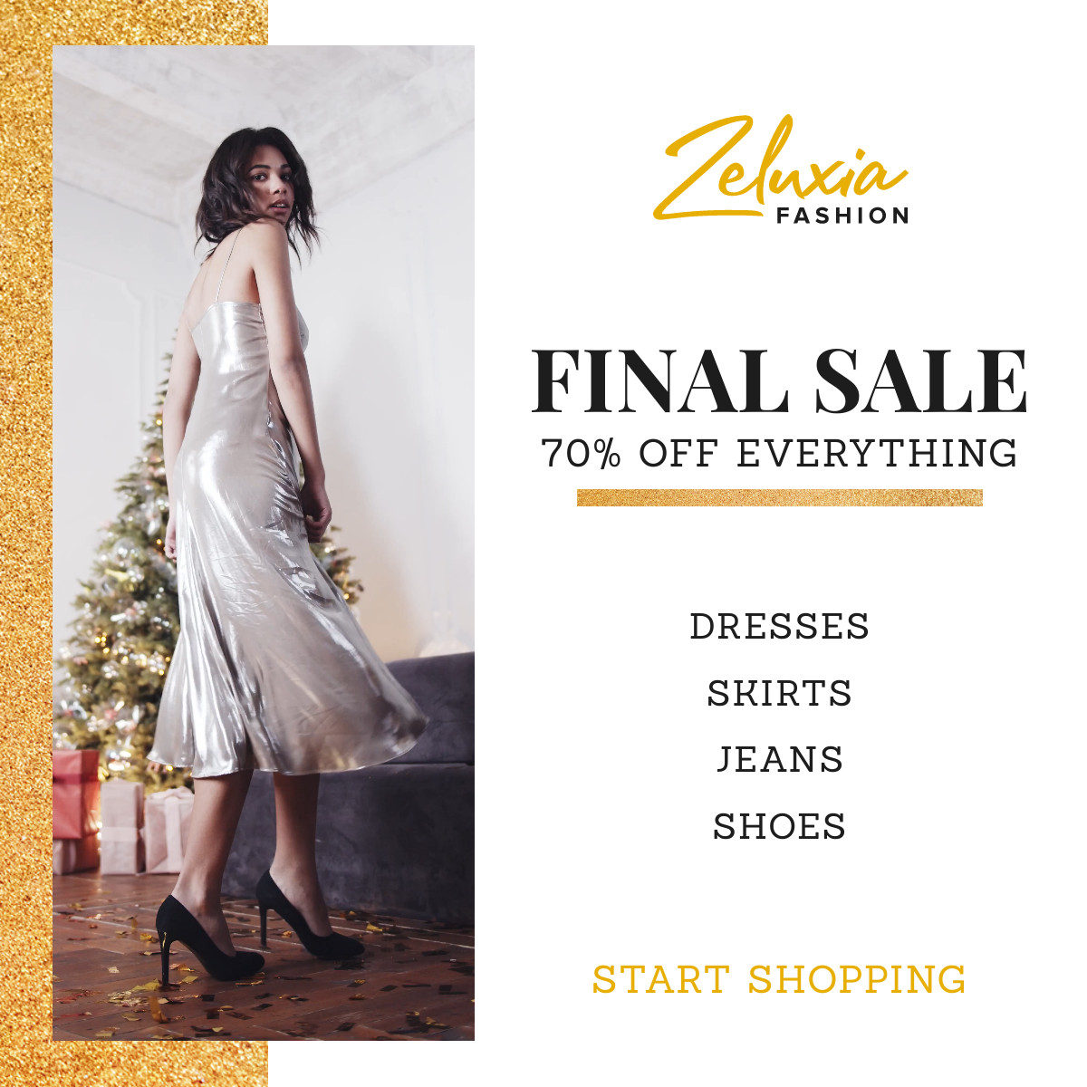 Golden Christmas Final Sale Fashion Video Facebook Video Cover 1250x463