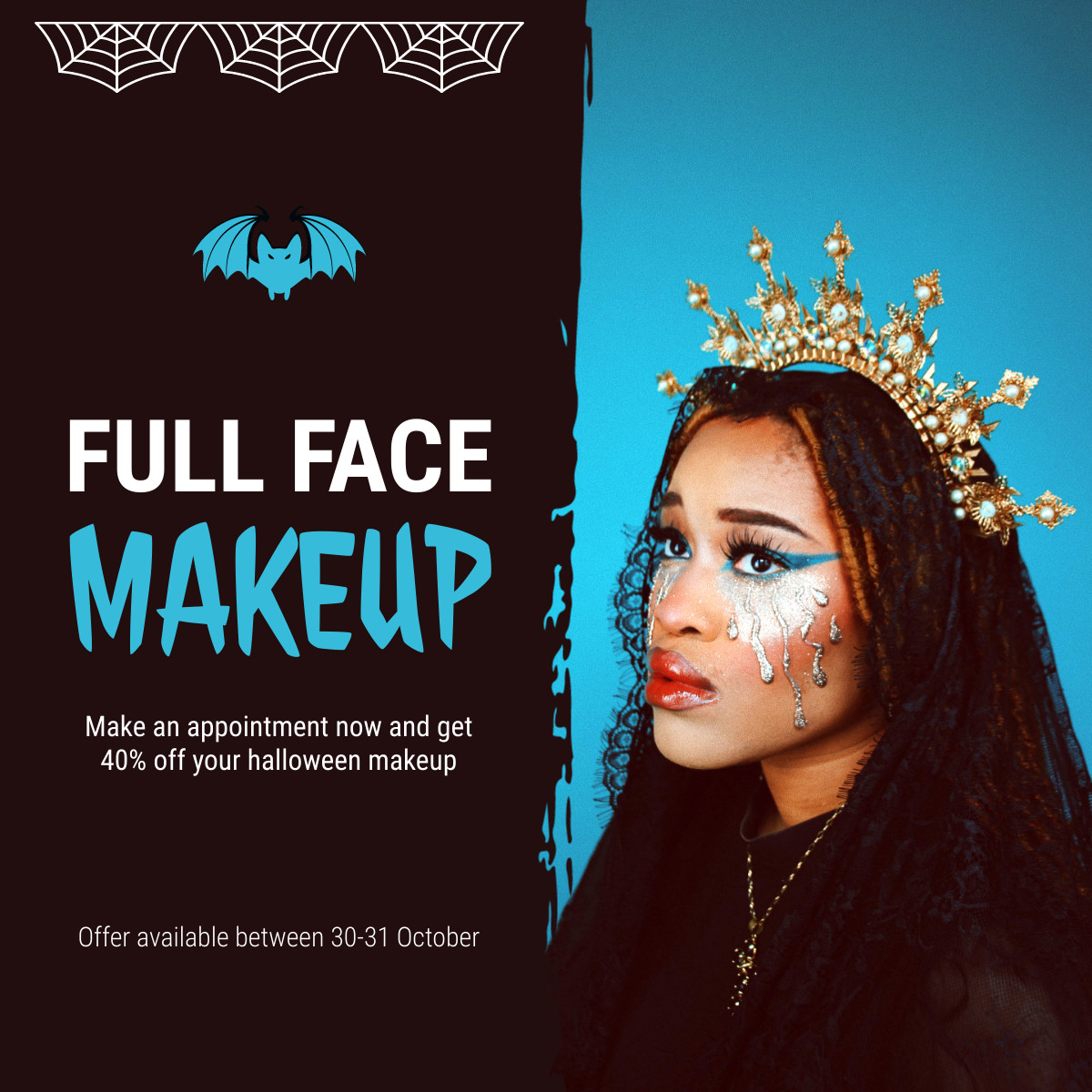 Full Face Halloween Makeup Responsive Square Art 1200x1200