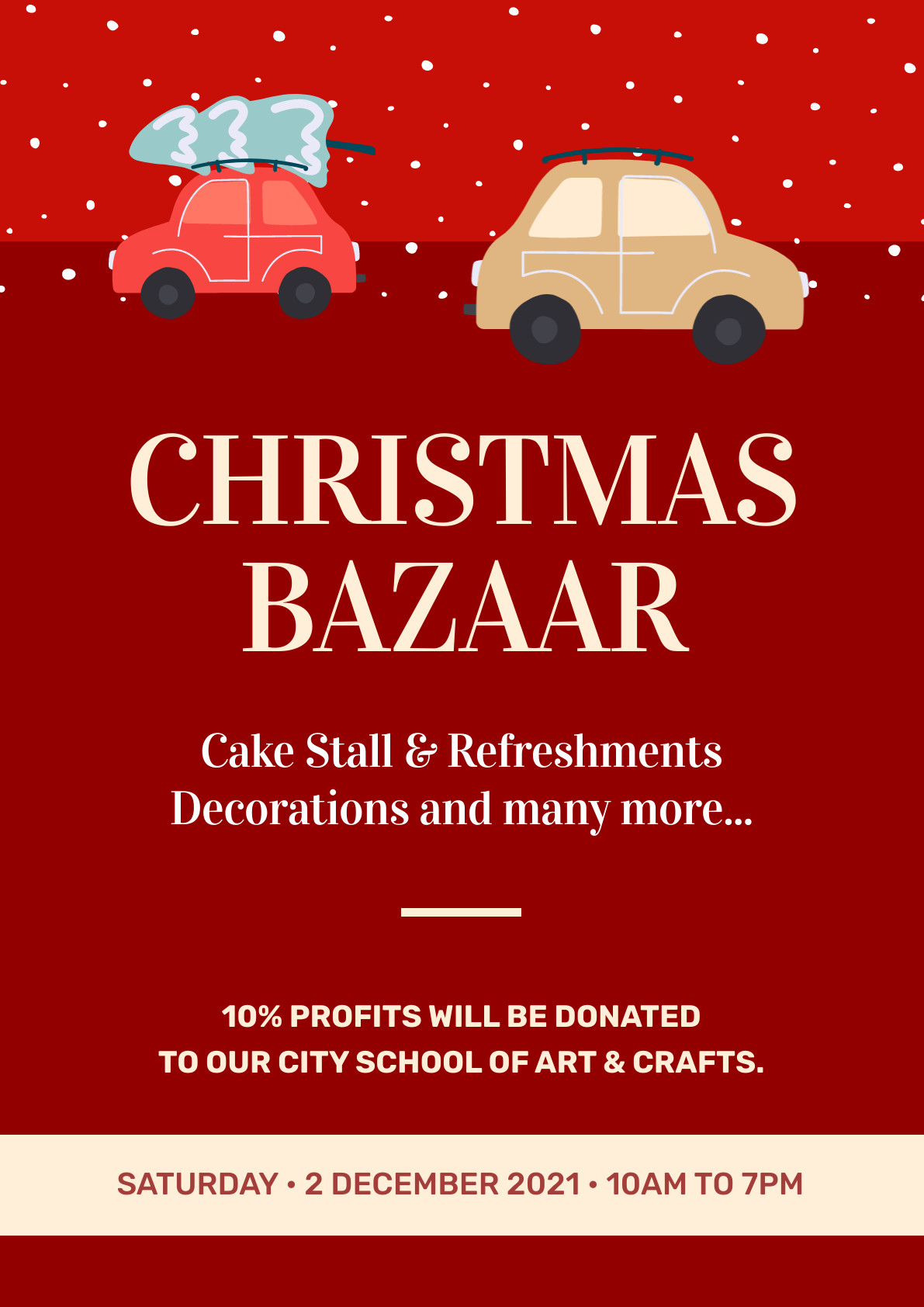 Christmas Bazaar Cute Cars Poster 1191x1684