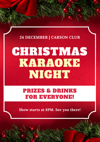 Red Christmas Karaoke Night Flyer 