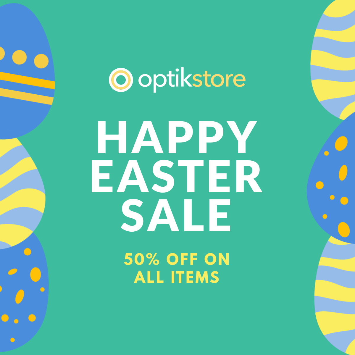 Happy Easter Sale Colored Eggs Inline Rectangle 300x250