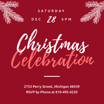 Simple Red Christmas Celebration Invitation 397x397 template