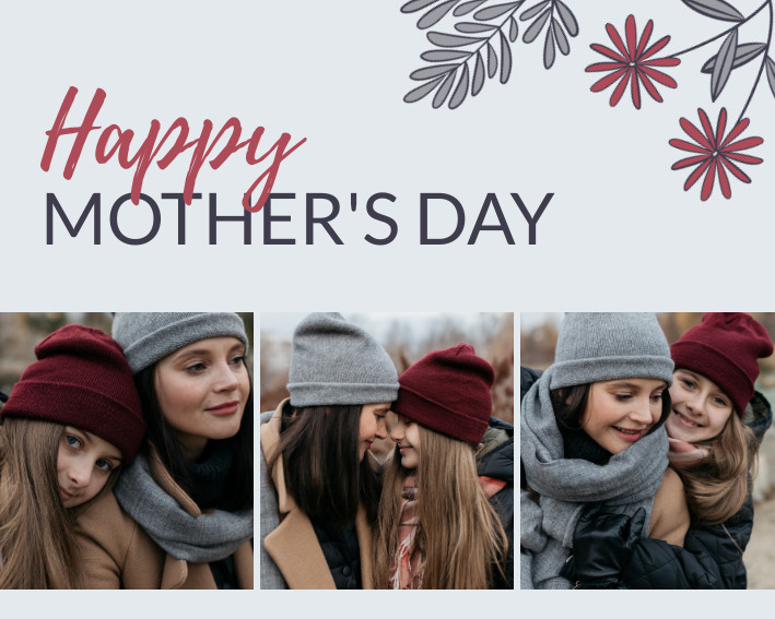 Happy Mother's Day Burgundy – Photo Collage Template 709x567 template preview