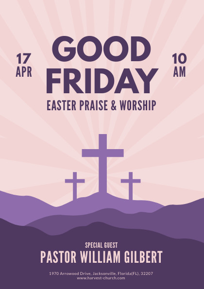 Good Friday Worship Cross Illustration – Flyer Template 420x595 template