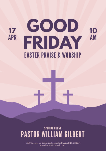 Good Friday Worship Cross Illustration – Flyer Template 420x595