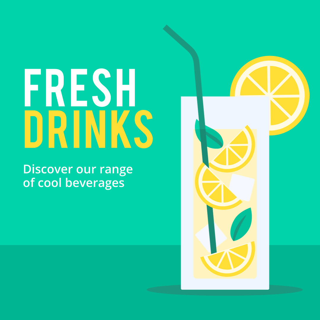 Discover Our Fresh Drinks  1080x1080 template