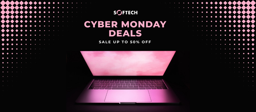 Pink Laptop Cyber Monday Deals Facebook Cover 820x360