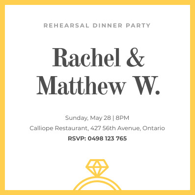 Rachel & Matthew Rehearsal Dinner – Invitation Template  397x397 template
