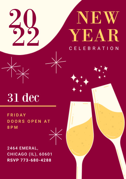 2022 New Year Red Champagne Celebration Flyer 420x595
