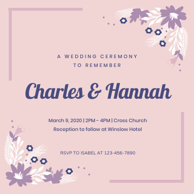 Charles & Hannah Flower Wedding – Invitation Template 397x397 template