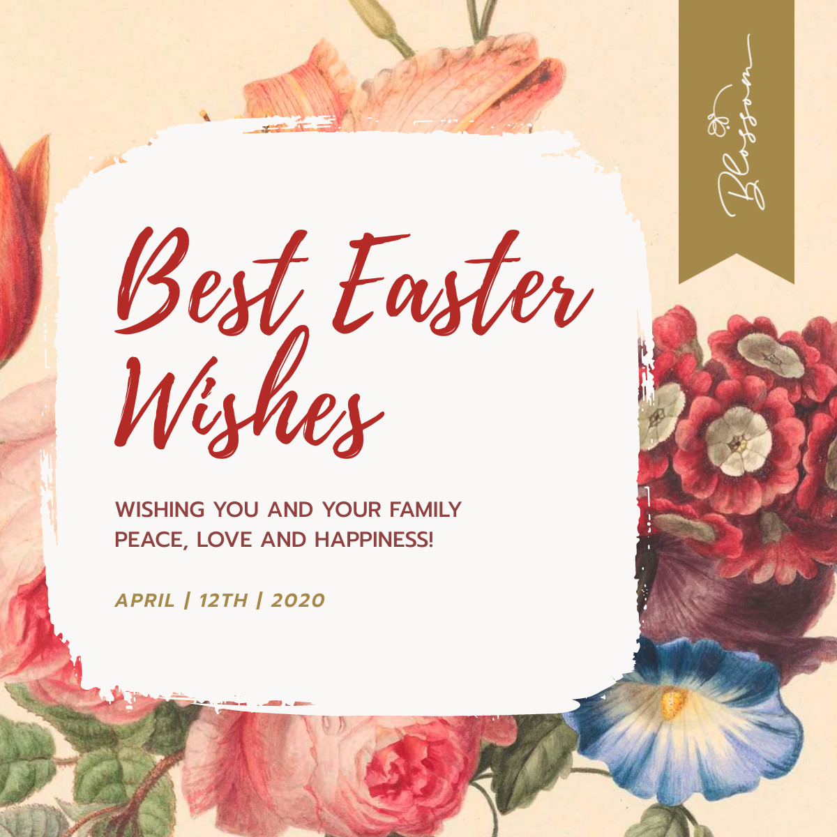 Watercolor Best Easter Wishes Responsive Square Art 1200x1200