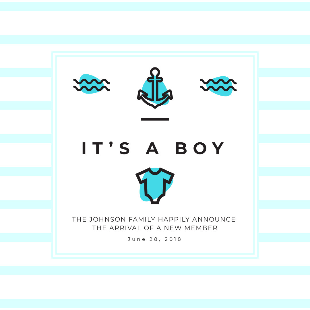 Boy Gender Reveal Facebook Carousel Ads 1080x1080