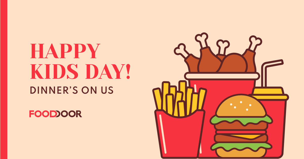 Happy Kids Day Free Dinner Facebook Cover 820x360