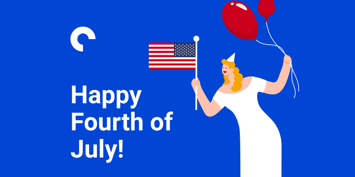Happy Fourth of July Festive Woman Illustration
