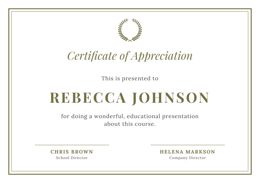 Rebecca Johnson Educational – Certificate Template 842x595