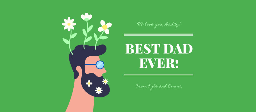 Best Dad Ever Green Father's Day Facebook Cover 820x360