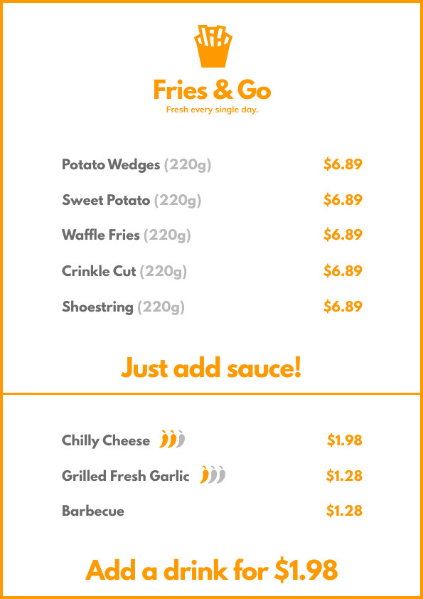Fries and Go – Menu Template 595x842