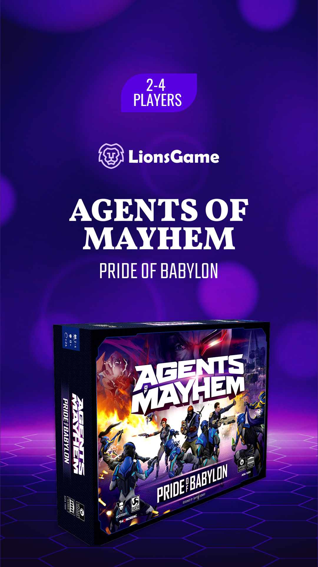 Purple Board Game Agents of Mayhem