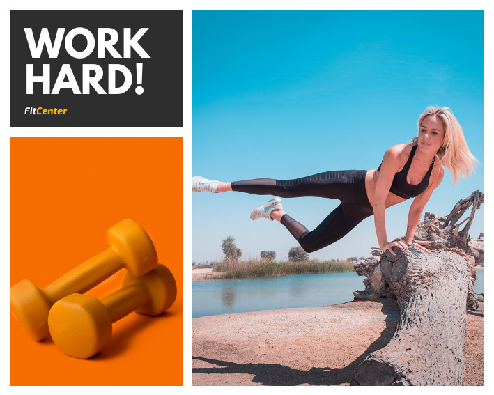 Work Hard FitCenter – Photo Collage Template  709x567 template preview