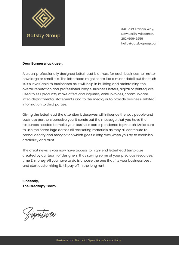 Gatsby Group Business – Letterhead Template 595x842 template