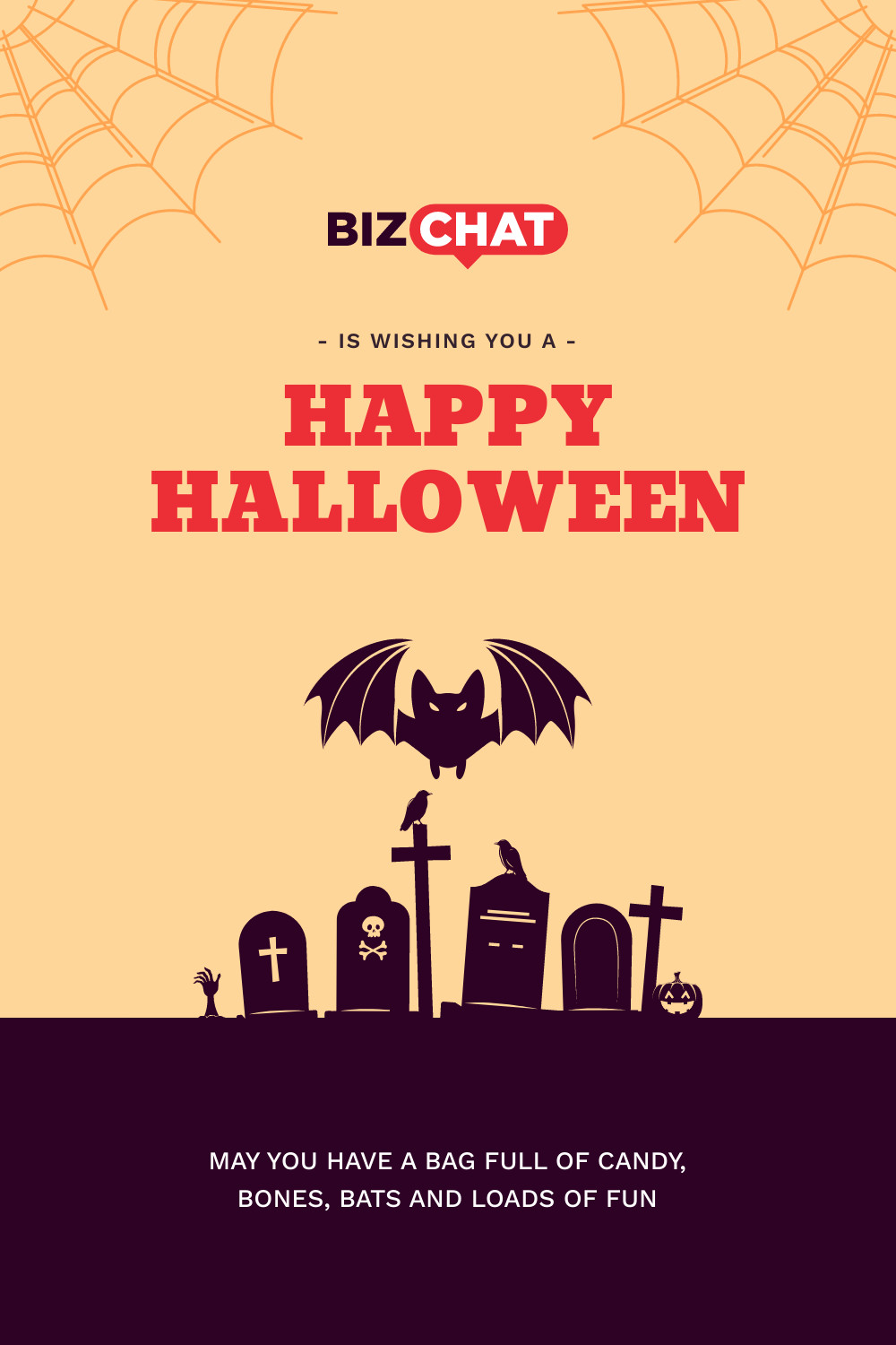 BizChat Wishing Happy Halloween  Facebook Cover 820x360
