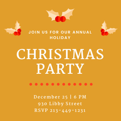 Gold Mistletoe Annual Christmas Party Invitation 397x397 template
