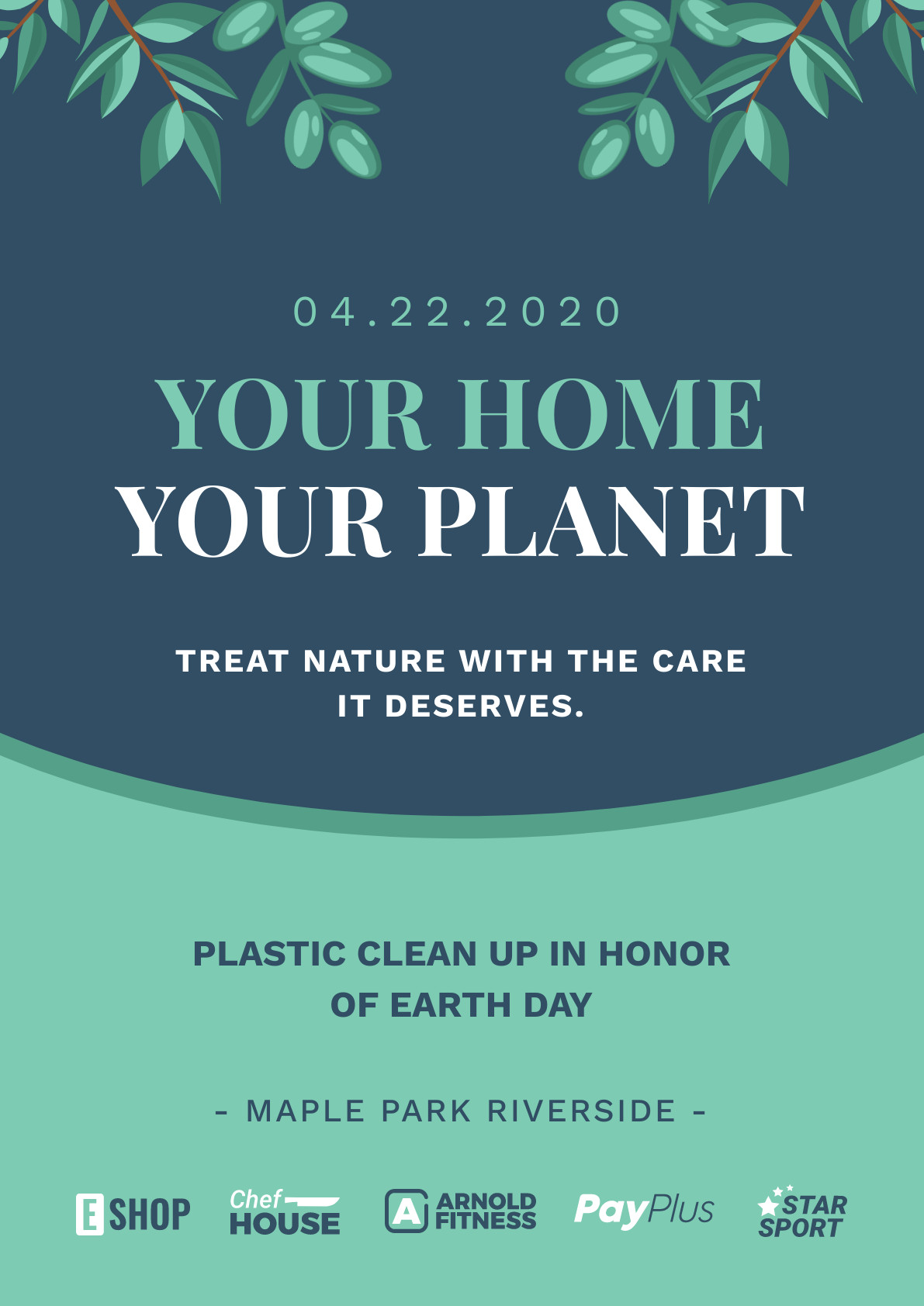 Your Home Your Planet Earth Day – Poster Template 1191x1684