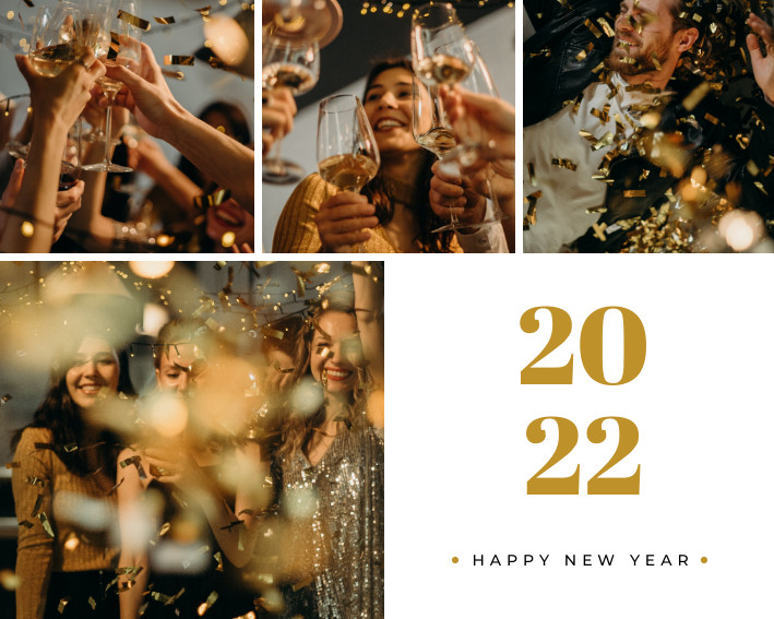 Happy New Year Gold Party Photo Collage 709x567 template