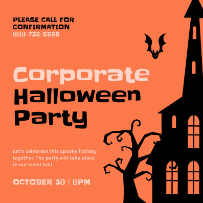 Orange Corporate Halloween Party Invitation 397x397 template