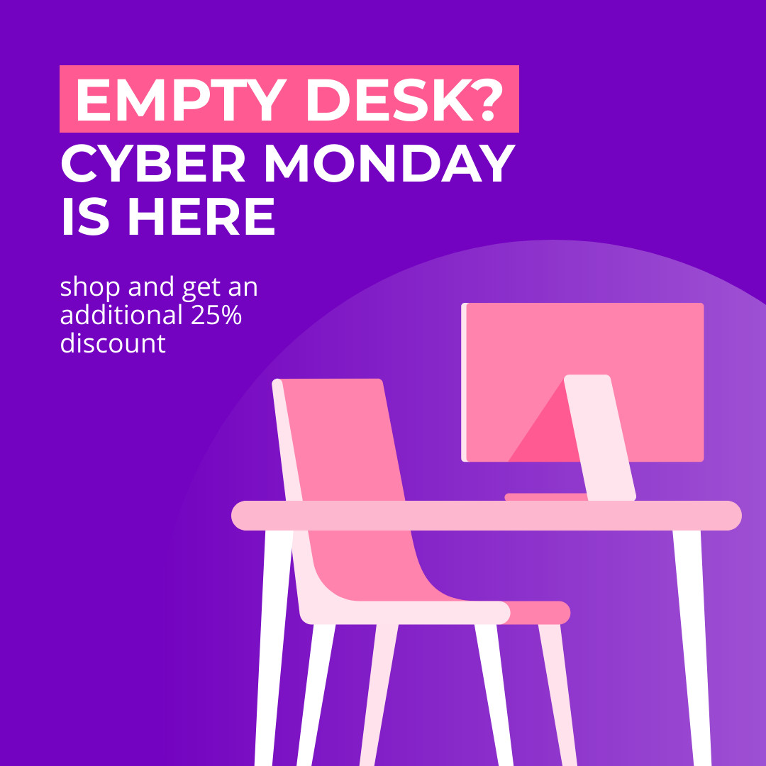 Cyber Monday Empty Desk Discount Inline Rectangle 300x250