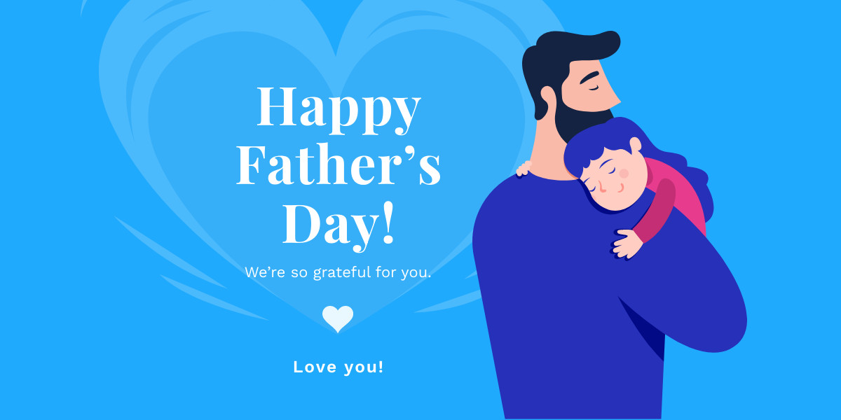 Happy Blue Father's Day Daughter Facebook Cover 820x360