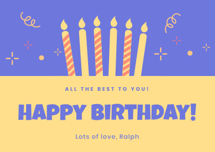 Ralph Purple Birthday – Card Template 420x298 template