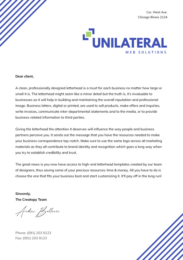 Unilateral Web Solutions – Letterhead Template 595x842