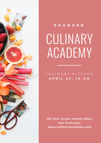 Rhubarb Culinary Academy – Flyer Template  420x595 template