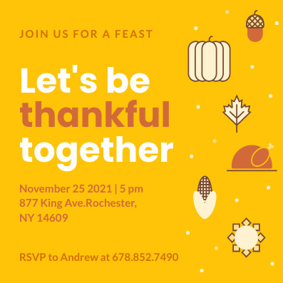 Thankful Together King Feast Invitation 397x397 template