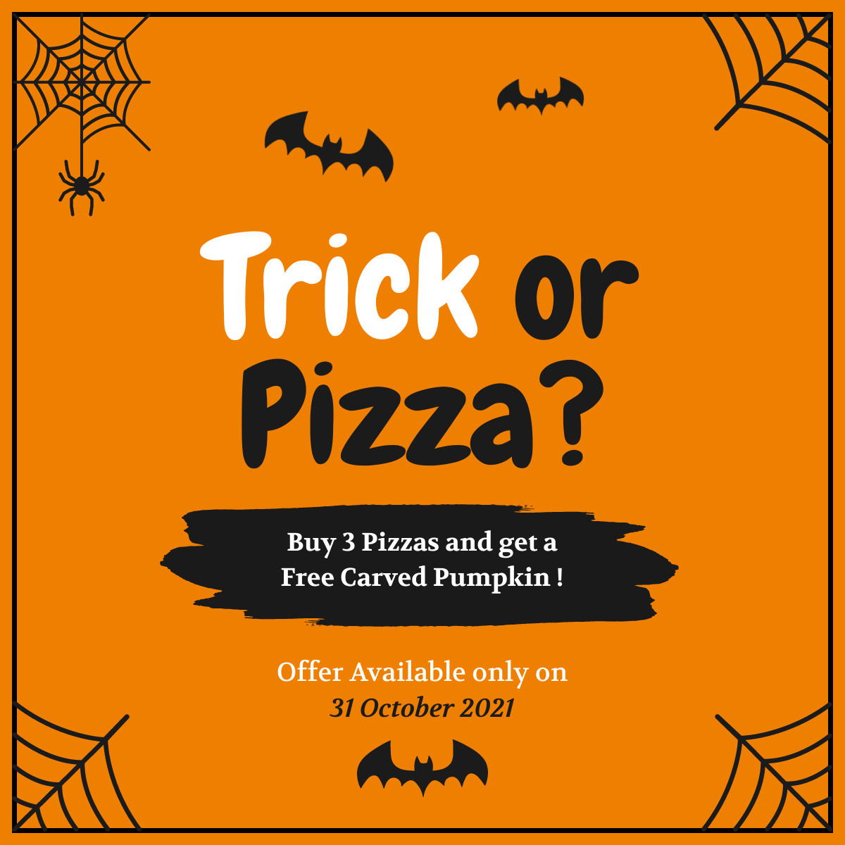 Halloween Trick or Pizza  Responsive Square Art 1200x1200