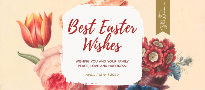 Watercolor Best Easter Wishes Facebook Cover 820x360