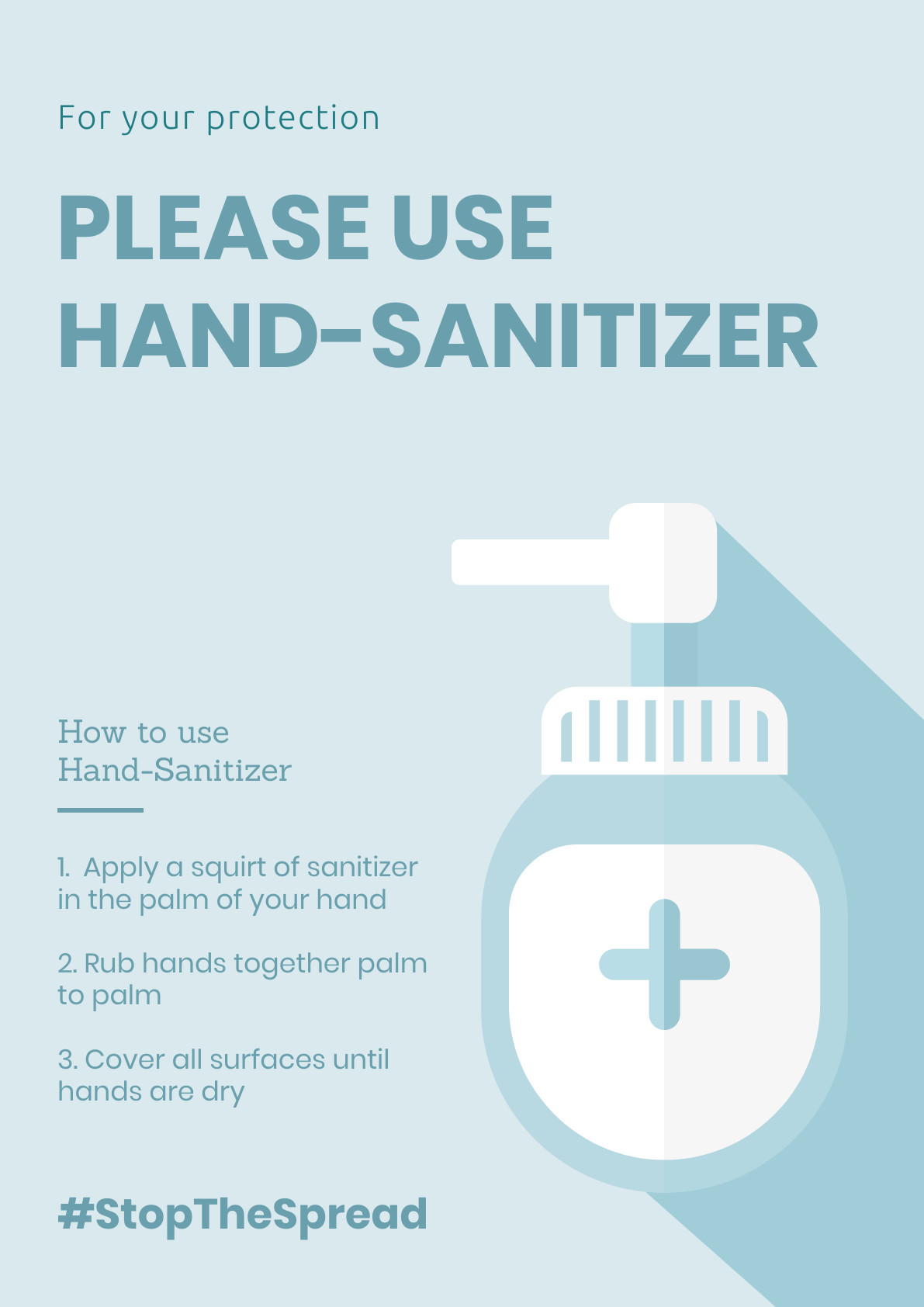 StopTheSpread Blue Hand Sanitizer – Poster Template  1191x1684