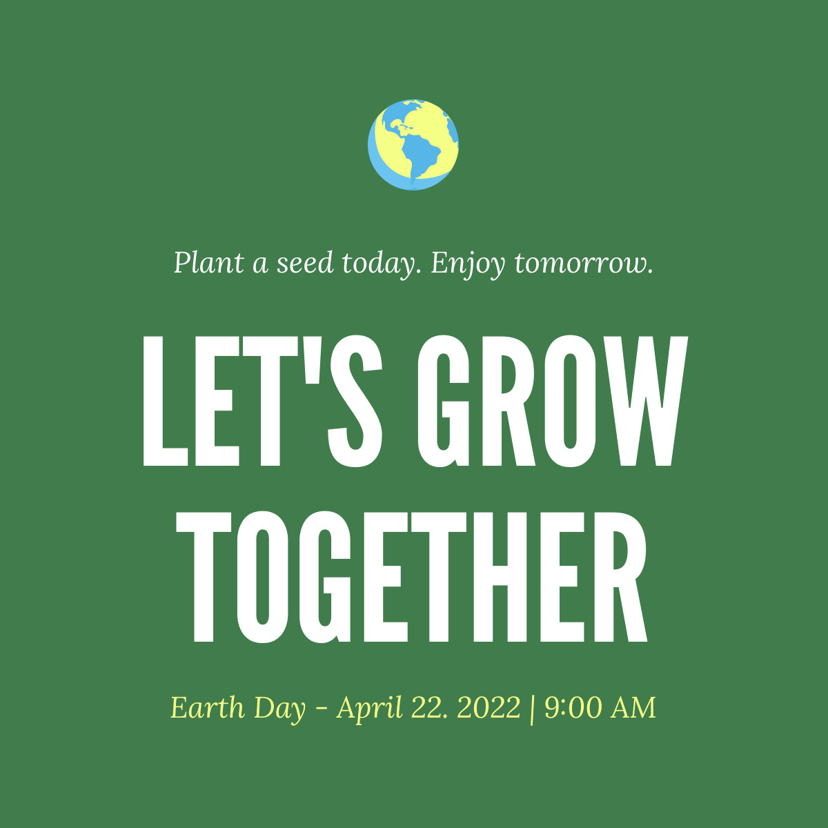 Grow together Earth Day Responsive Square Art 1200x1200