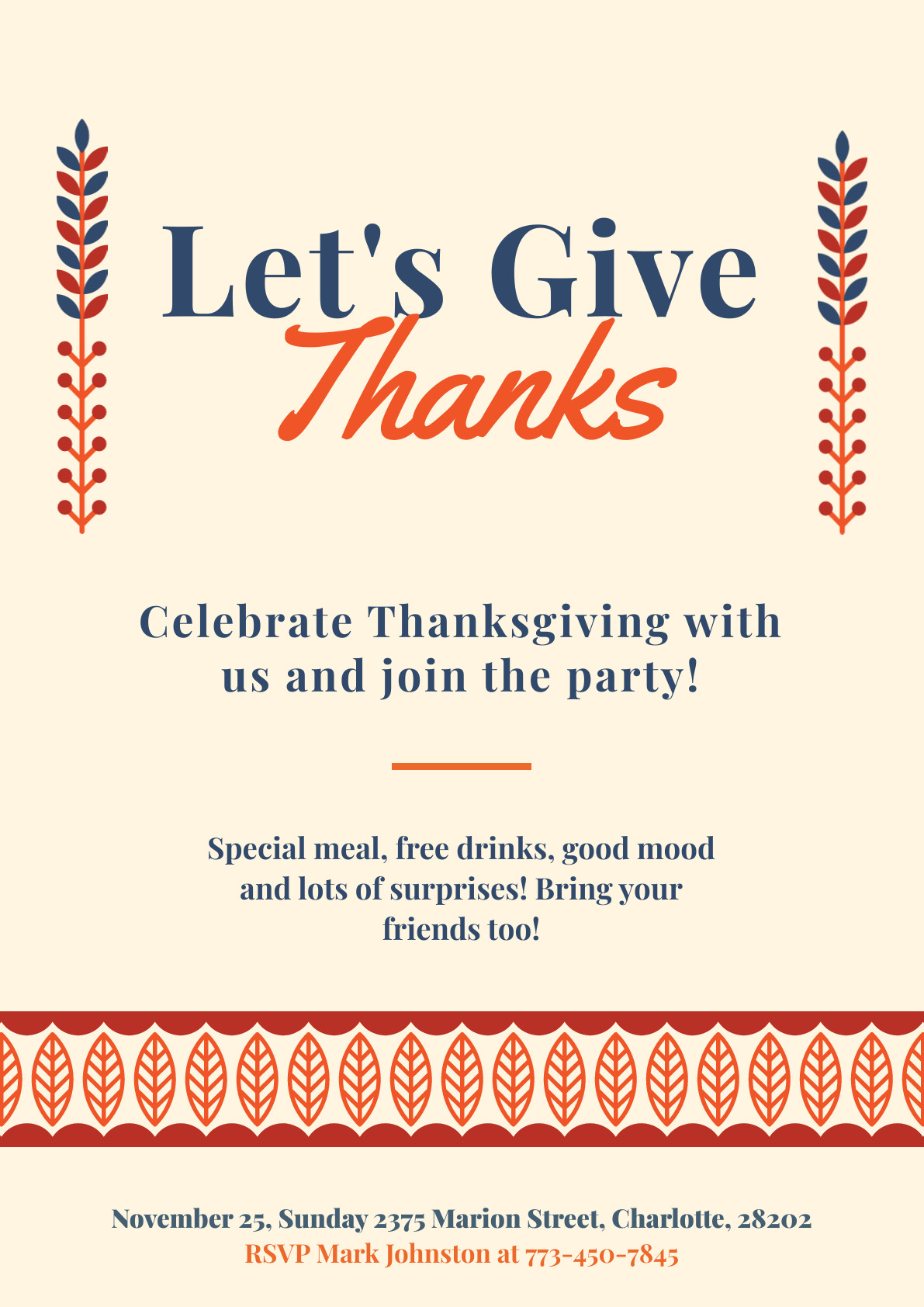 Traditional Thanksgiving Party Poster