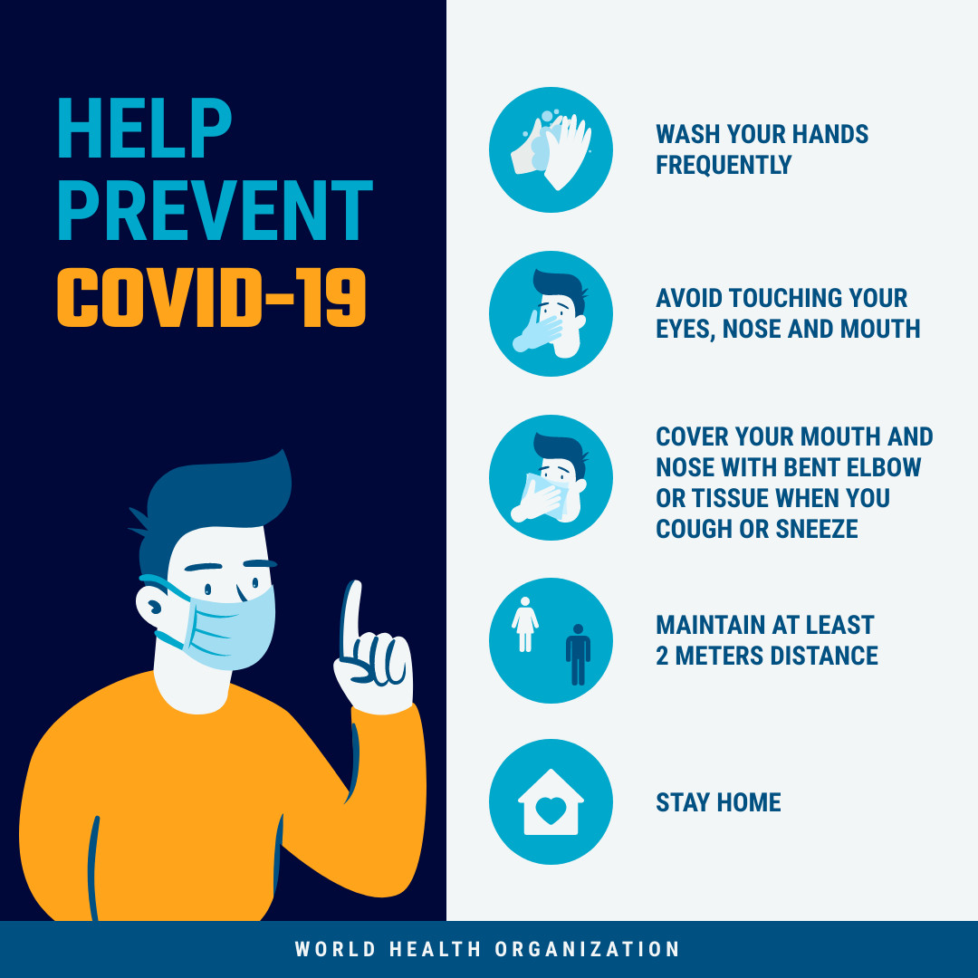 Help prevent COVID-19 WHO Facebook Carousel Ads 1080x1080