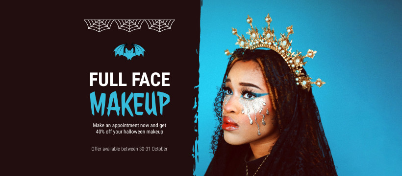 Full Face Halloween Makeup Facebook Cover 820x360