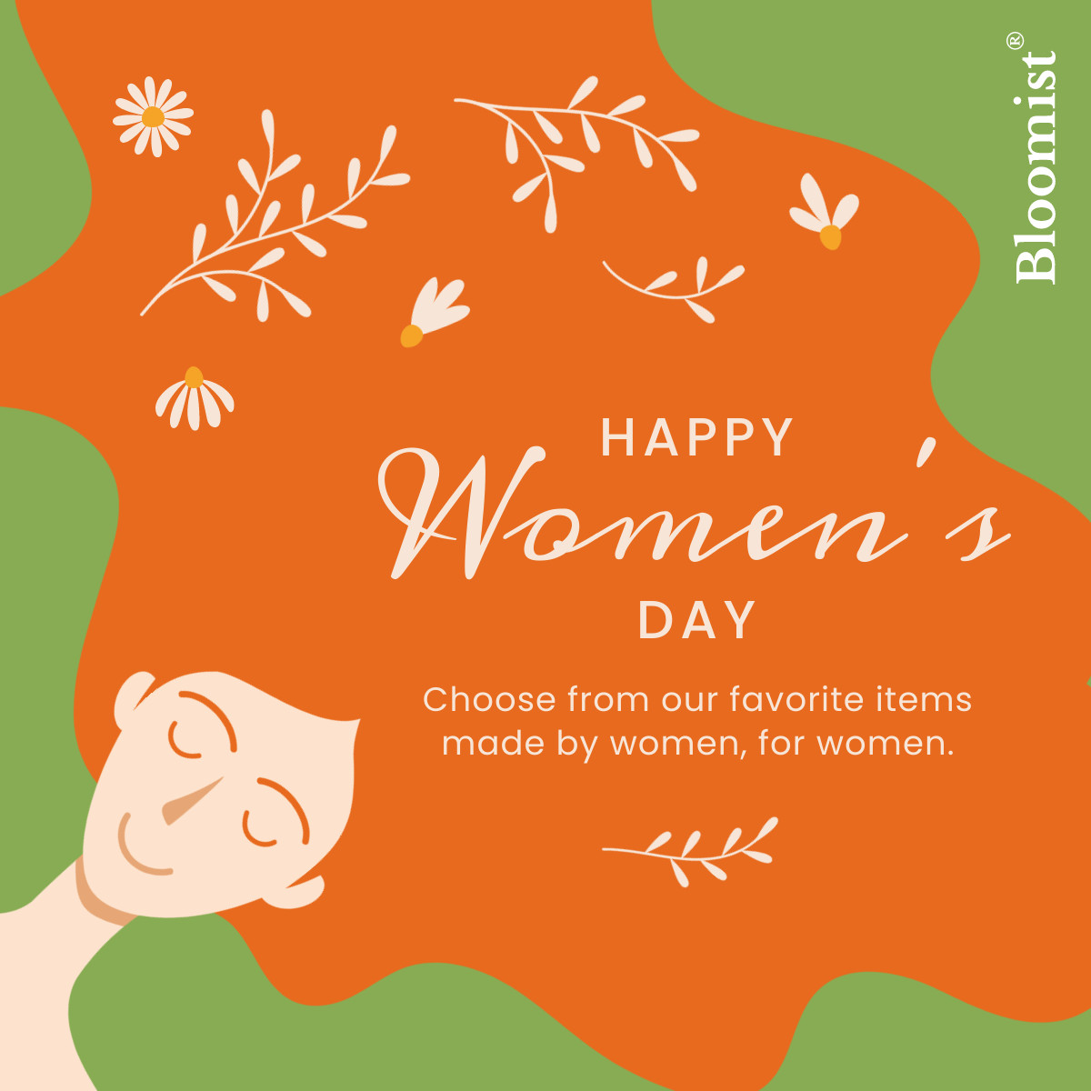 Happy Women's Day Hair Illustration Responsive Square Art 1200x1200