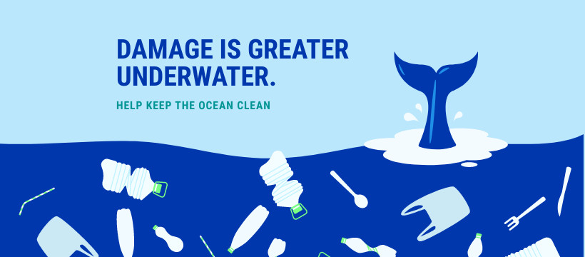 Damage is Greater Underwater Earth Day Facebook Cover 820x360
